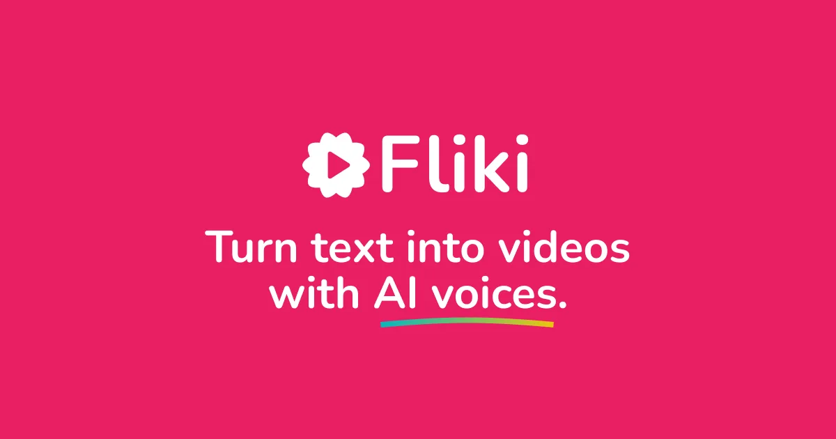 A hero image for the 2026 Fliki review, an AI tool that converts text to video, showing a creator working on a project.